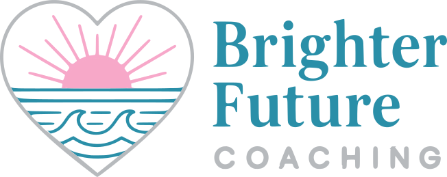 Brighter Future Coaching logo — sunrise over the sea inside a heart